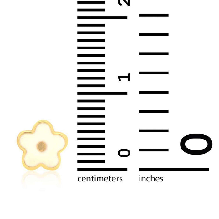 Kids 14K Gold Pink Blue Green Red White Purple Yellow Enamel Flower Earrings 7mm