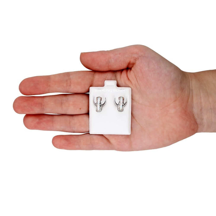 925 Sterling Silver Diamond-Cut Fire Opal Huggie Hoop Earrings 0.55"