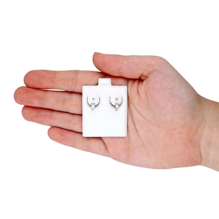 925 Sterling Silver Simulated Fire Opal Huggie Hoop Earrings 0.5"