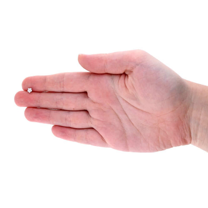 14K White Gold Birthstone Flower Bone Stud 20G Nose Ring