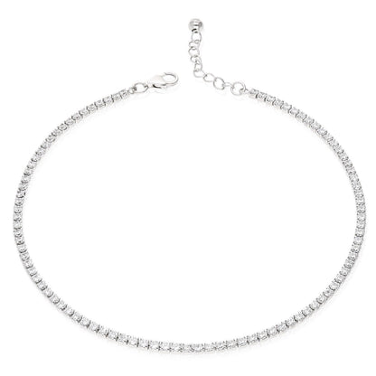 925 Silver CZ Red White Black Blue Tennis Anklet Bracelet 9"-10"