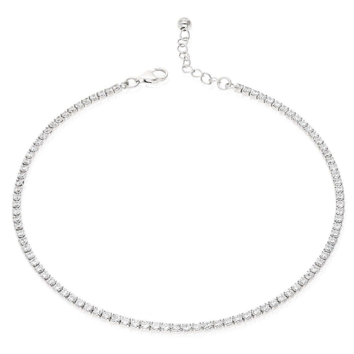 Sterling Silver Red White Black Blue CZ Tennis Anklet 9"-10" Adjustable