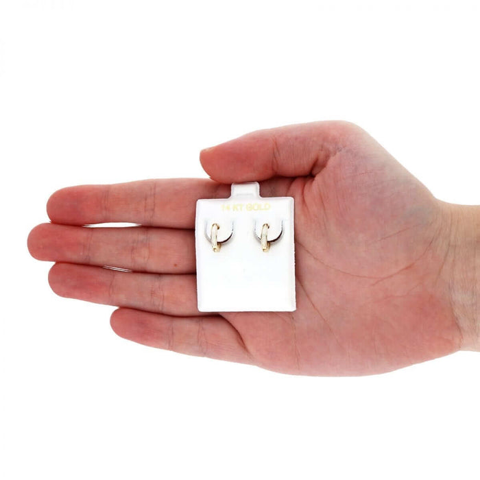 14k Yellow Gold Multicolor Fire Opal Huggie Hoop Earrings 0.4"