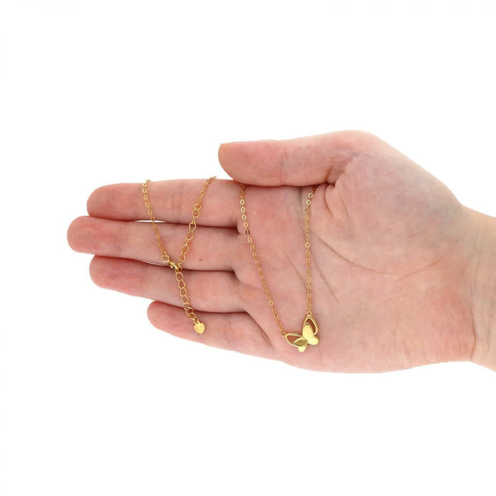 14K Yellow Rose White Gold Over Sterling Silver Butterfly Necklace 16"-18"