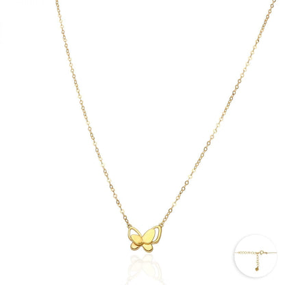 14K Yellow Rose White Gold Over Silver Butterfly Pendant Cable Necklace 16-18"
