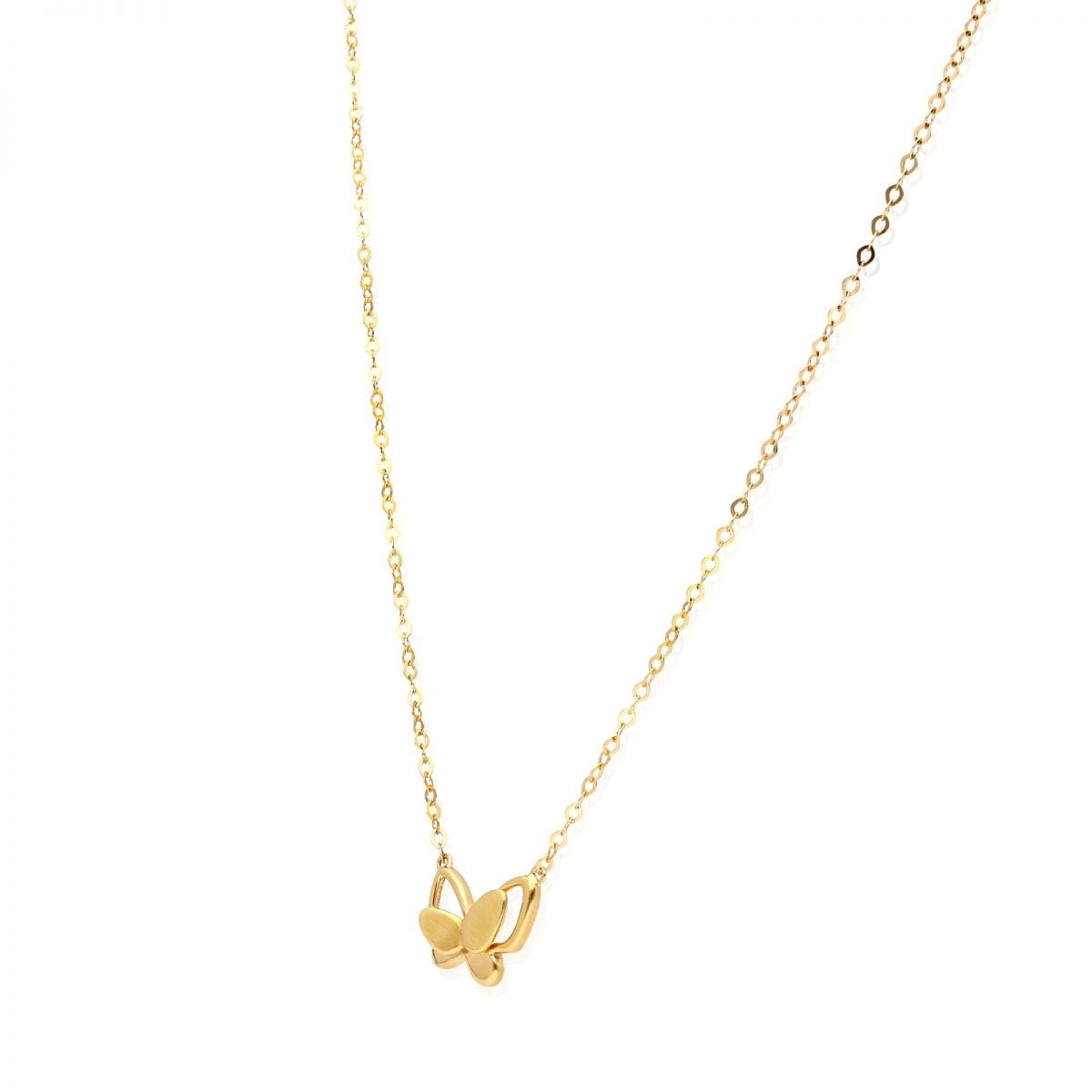 14K Yellow Rose White Gold Over Silver Butterfly Pendant Cable Necklace 16-18"
