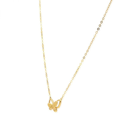 14K Yellow Rose White Gold Over Silver Butterfly Pendant Cable Necklace 16-18"