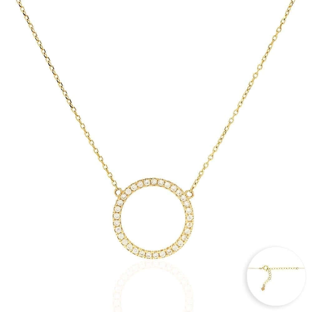 14K Yellow White Rose Gold Circle Of Love CZ Necklace 16"-18" Adjustable