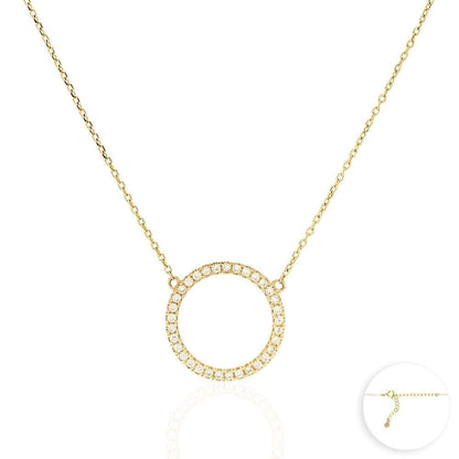 14k Yellow White Rose Gold Circle Of Love CZ Necklace 16"-18" Adj.