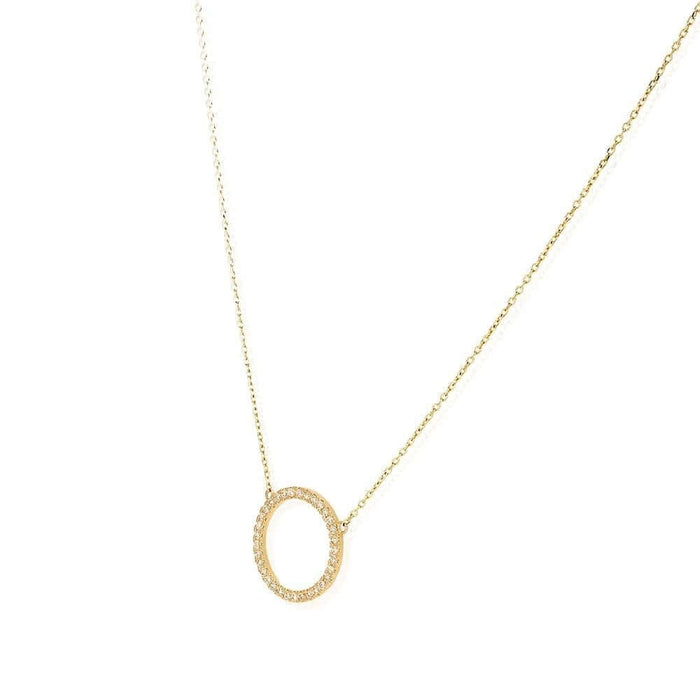 14K Yellow White Rose Gold Circle Of Love CZ Necklace 16"-18" Adjustable