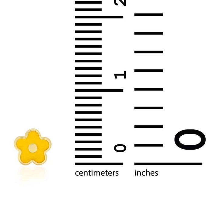 Kids 14K Gold Pink Blue Green Red White Purple Yellow Flower Stud Earrings