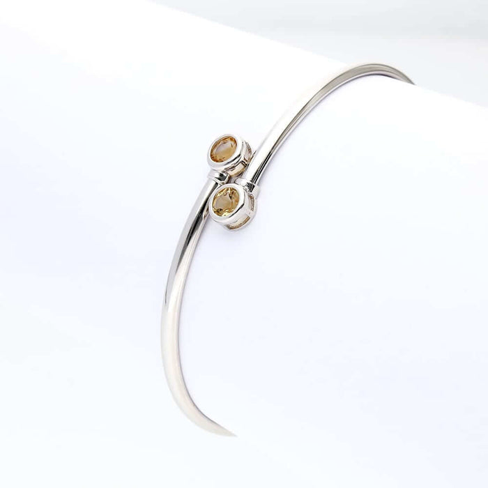 Sterling Silver 0.80Ct Bezel Multicolor CZ Bangle Bracelet