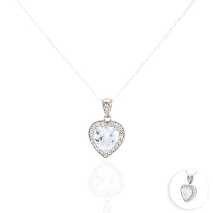 14k Yellow Gold White Gold Solitaire Birthstone Halo Heart Pendant 0.6"