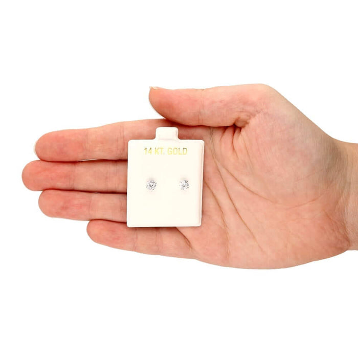 14k Yellow Gold White Gold 1.50Ct Birthstone Round Stud Screw Back Earrings