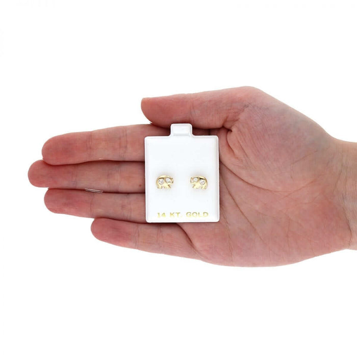 14k Yellow Gold Heart Birthstone Elephant Screw Back Stud Earrings