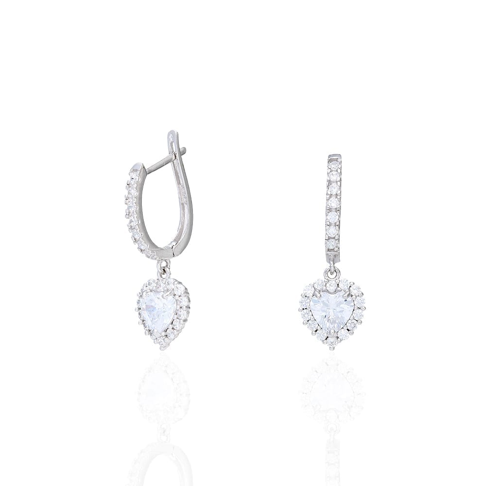 14k Yellow Gold White Gold Heart Birthstone Diamond Halo  Earrings 1"