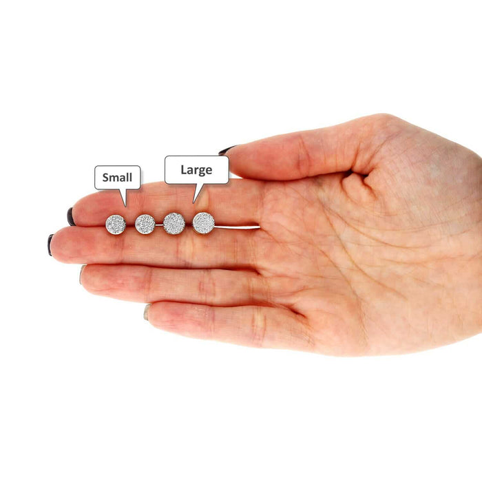 Natural Diamond 10K Yellow Gold Round Cluster Pave Stud Earrings 6.5mm-7.5mm