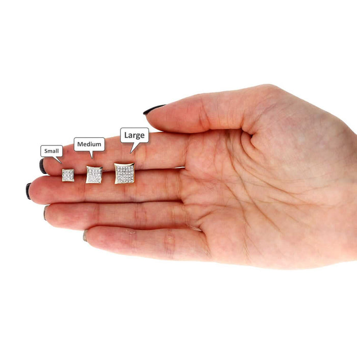 10K Yellow Gold Micro Pave Natural Diamond Square Stud Earrings 0.07Ct -0.30Ct