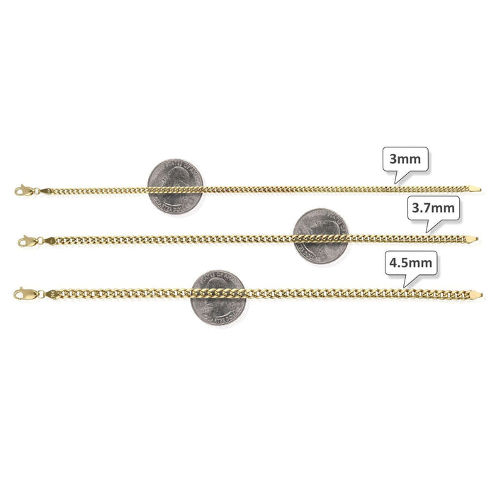 14K Yellow Gold 3mm-4.5mm Miami Cuban Bracelet (Hollow) 8"