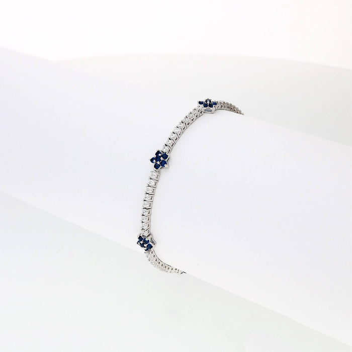 Sterling Silver Emerald Ruby Sapphire Tourmaline Zircon Flower Tennis Bracelet 7"