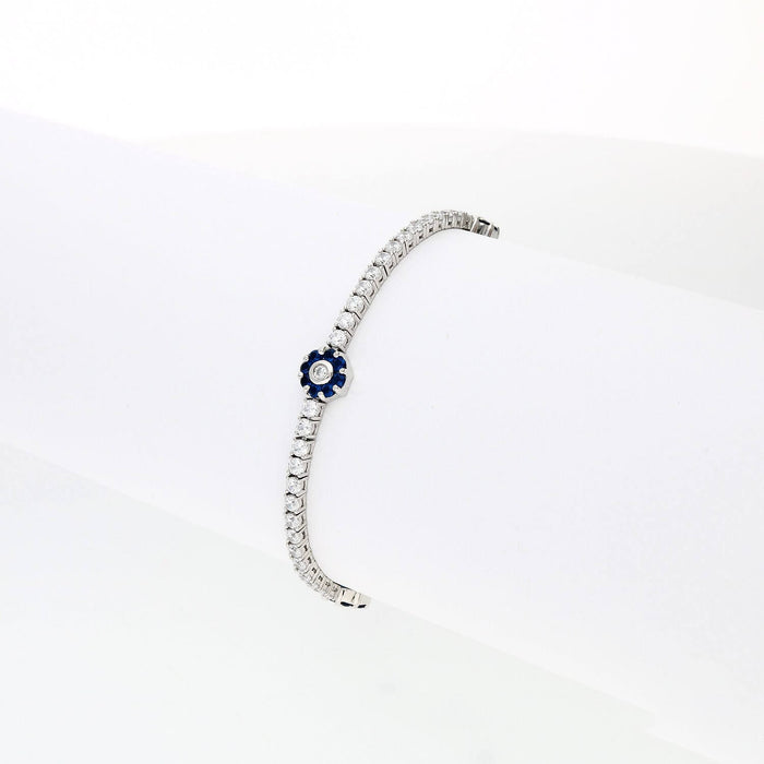 Sterling Silver Emerald Ruby Sapphire Tourmaline Zircon Flower Tennis Bracelet 7"