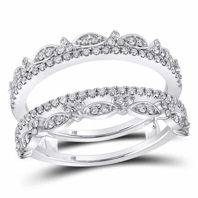 0.50CTW Natural Diamond 14K Gold White Wrap Ring Enhancer - WJD Exclusives
