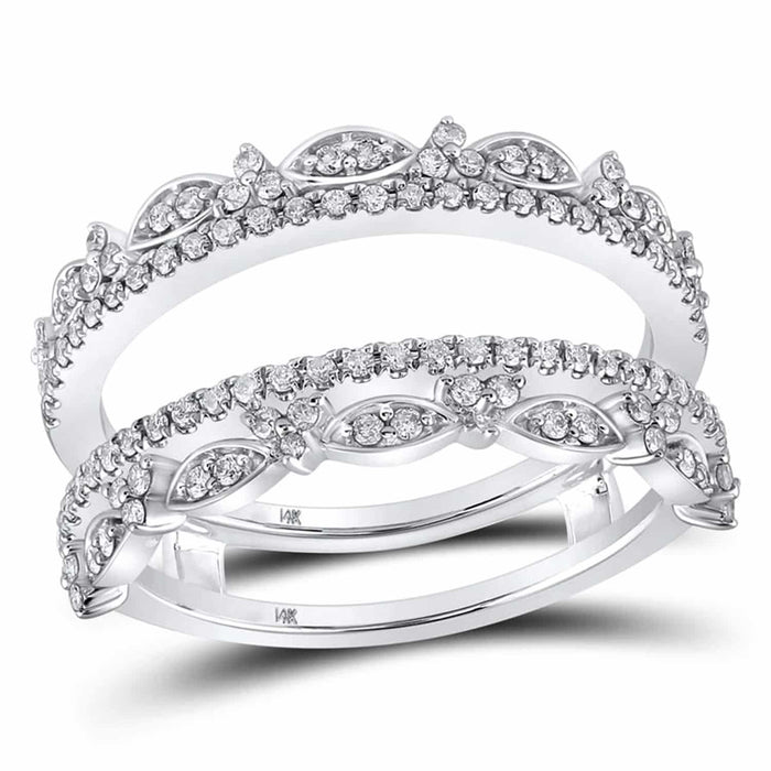 0.50CTW Natural Diamond 14K Gold White Wrap Ring Enhancer - WJD Exclusives