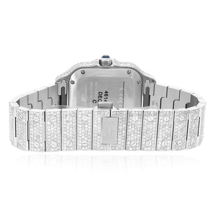 Cartier Santos WSSA0018 40mm Auto SS Watch w/ Aftermarket 11.5CTW Diamond White Dial - WJD Exclusives