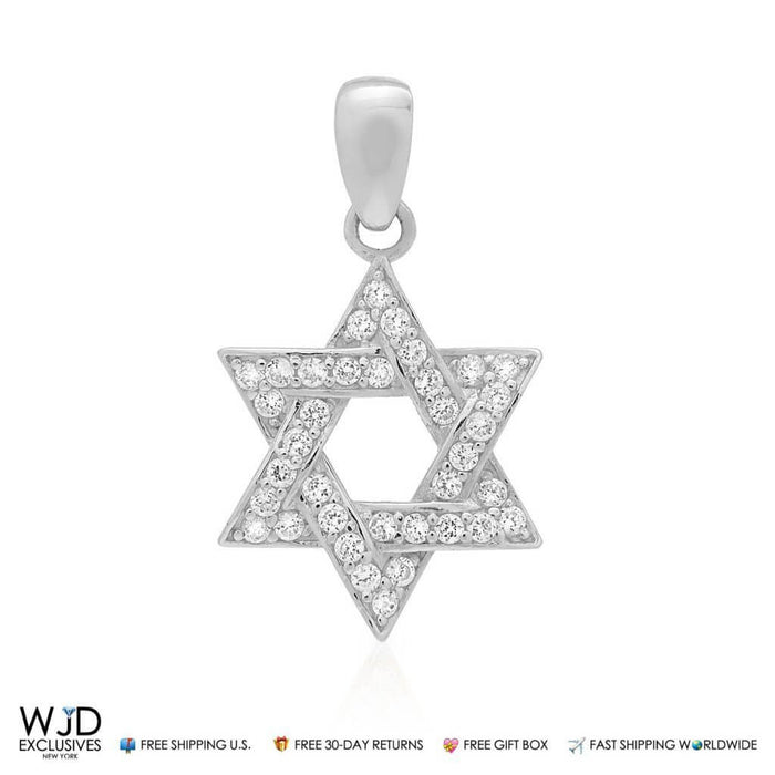0.75Ct CZ Religious Jewish Star Of David Pendant 14k White Gold