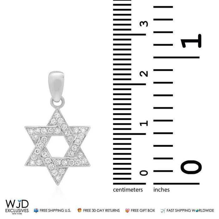 0.75Ct CZ Religious Jewish Star Of David Pendant 14k White Gold