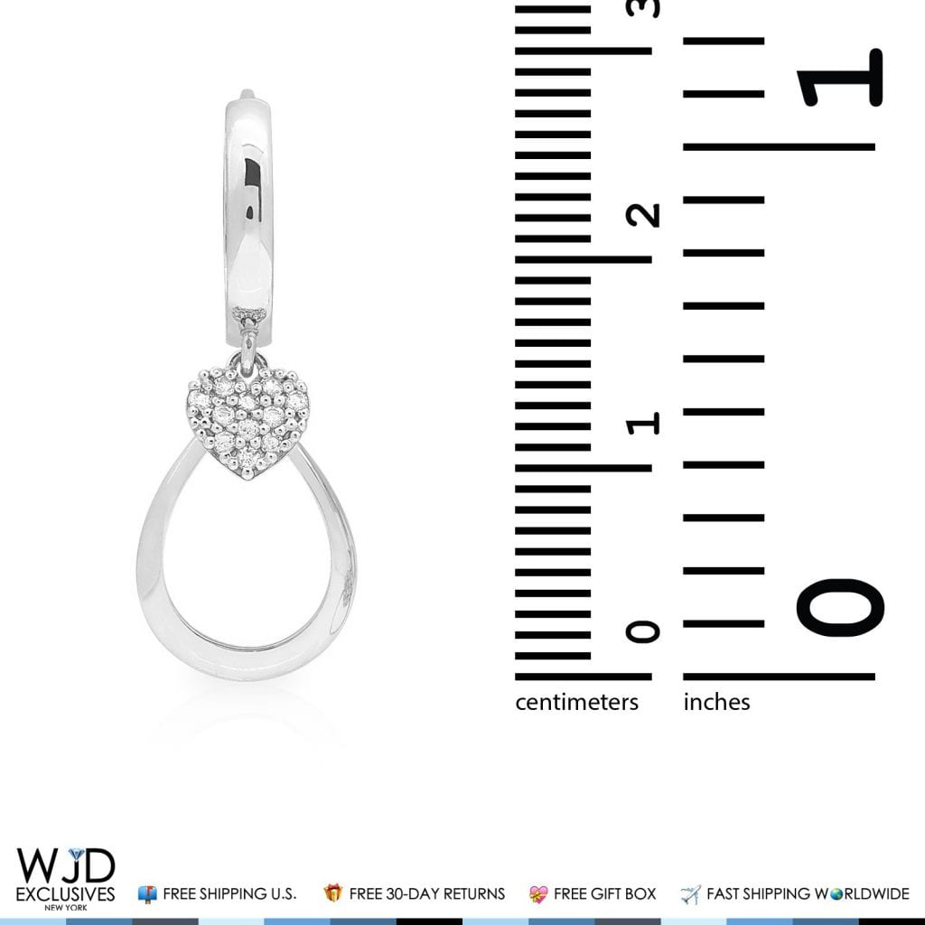 14K Gold CZ Heart Teardrop Huggie Hoop  Earrings