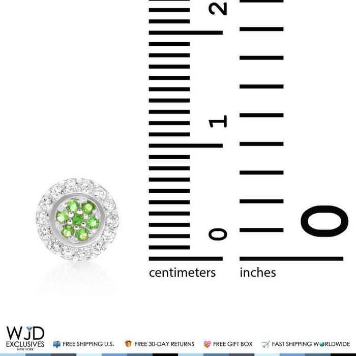 0.50CTW CZ Peridot 14K White Gold Halo Stud Earrings