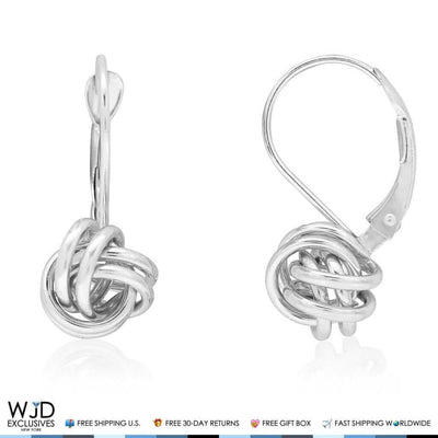 14K Yellow Gold White Gold Love Knot Lever Back Earrings 8mm