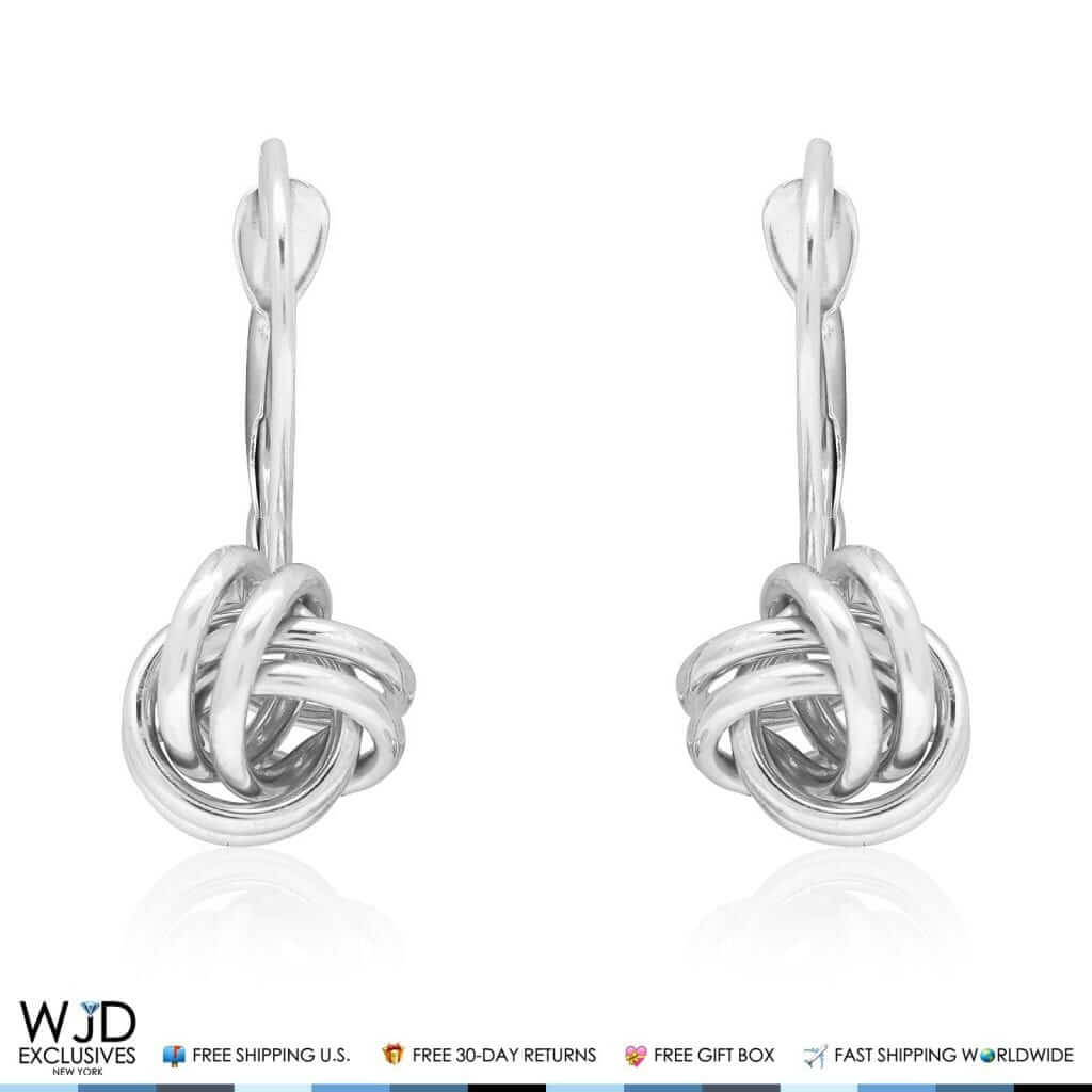 14K Yellow Gold White Gold Love Knot Lever Back Earrings 8mm
