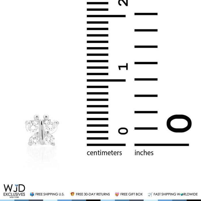 0.30CTW CZ 14K Gold Butterfly Screw Back Stud Earrings 5mm