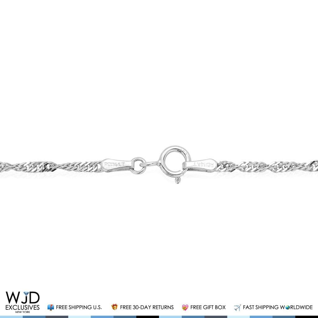 14K Real White Gold 1.7mm Diamond-Cut Singapore Twisted Chain Necklace 18", 20"