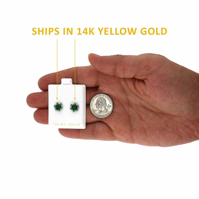 14K Yellow Gold Round And Marquise Gem Birthstone Halo Stud Earrings