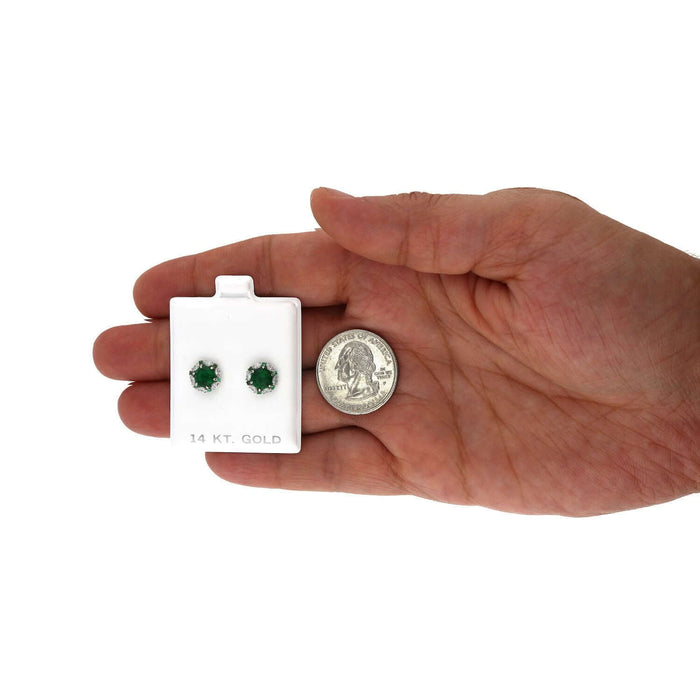 14K White Gold Round And Marquise Gem Birthstone Halo Stud Earrings