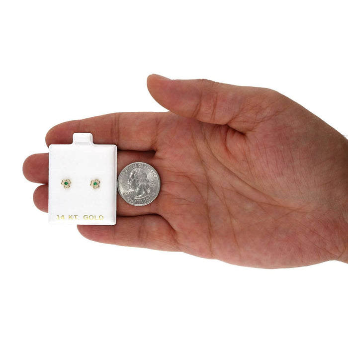 14K Yellow Gold Color Birthstone Open Flower Kids Screw Back Stud Earrings