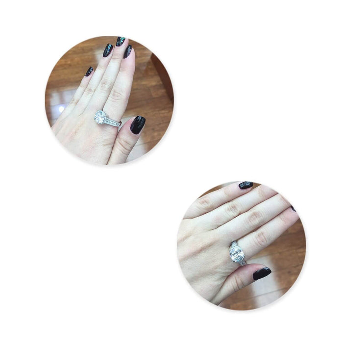 14k Gold White Cushion-Cut CZ Solitaire Engagement Ring