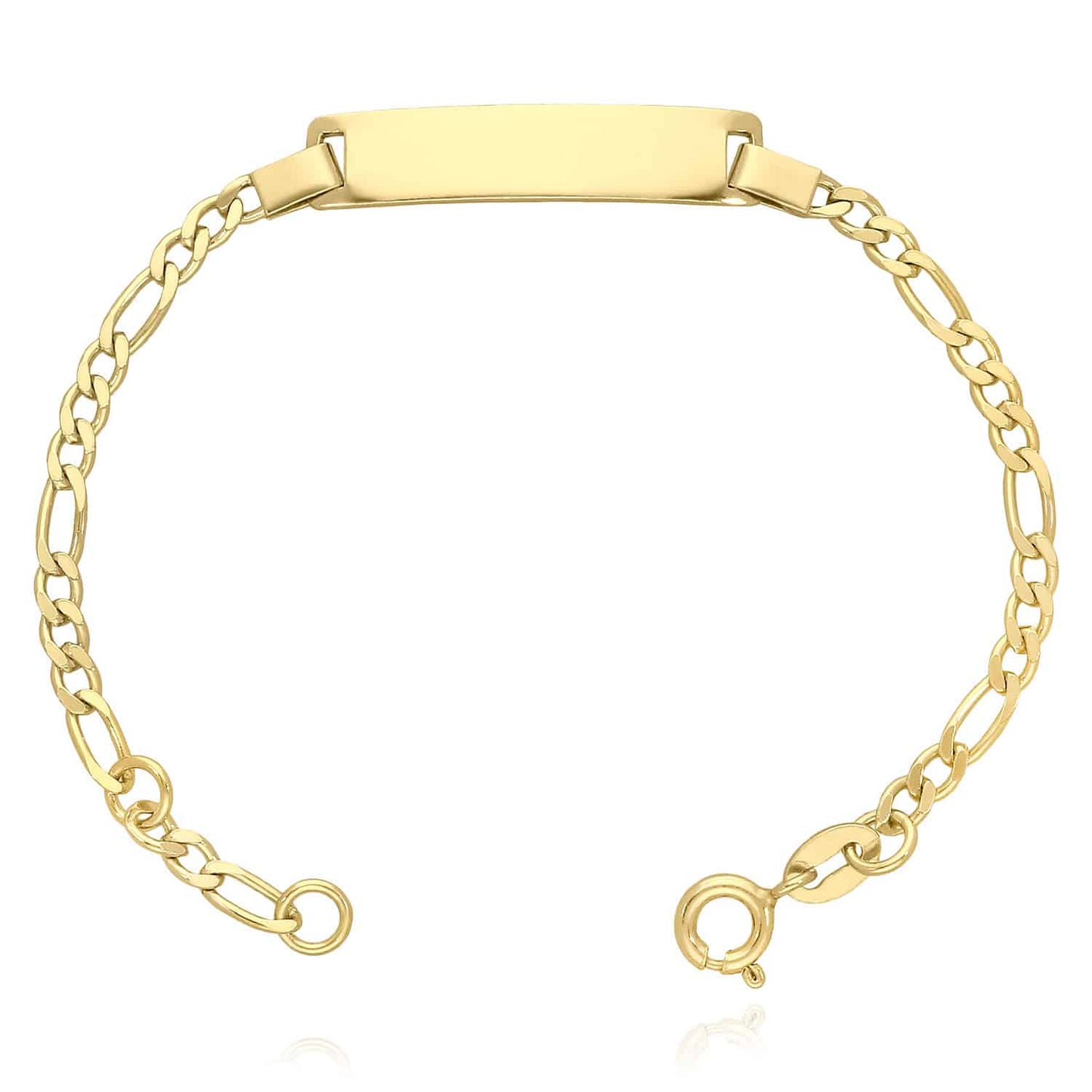 Kid’s 14K Gold Over Silver 3mm Figaro Engravable ID Bracelet 5.5-6" Adjustable