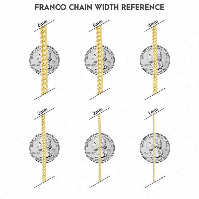 14K Yellow Gold 2mm Franco Chain (Solid Links) 22"-28"