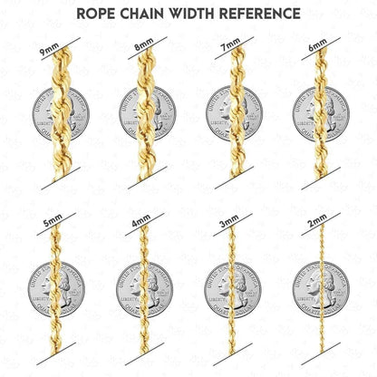 Solid 14k Rose Gold Diamond Cut Rope Chain Necklace 2mm-7mm 20"-30"