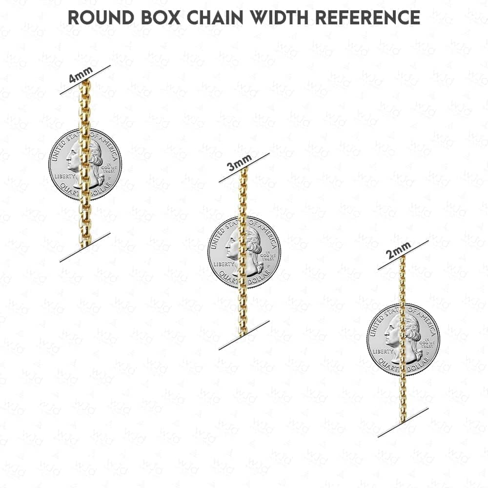 14K Yellow Gold 3.5mm Round Box Chain (Solid Links) 20"-30"