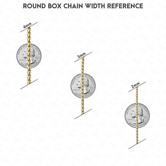 14K Yellow Gold 3.5mm Round Box Chain (Solid Links) 20"-30"