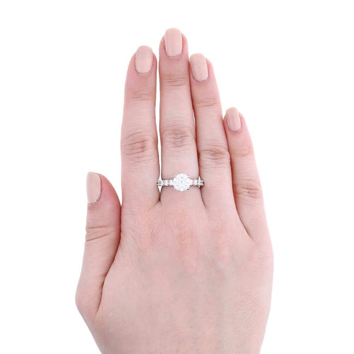 2.34Ct Real Moissanite & Diamonds 14K Gold White Round-Cut Engagement Ring