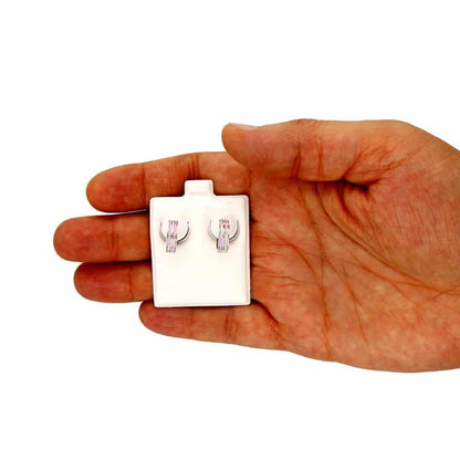 925 Sterling Silver 2-Stripe Fire Opal Huggie Hoop Earrings 0.5"