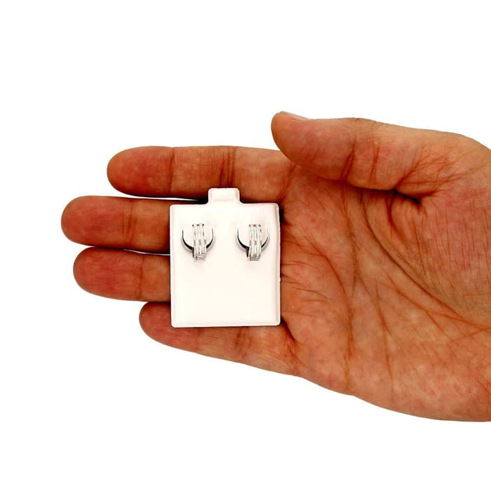 925 Sterling Silver 2-Stripe Fire Opal Huggie Hoop Earrings 0.5"