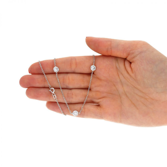 Sterling Silver CZ By The Yard Necklace 16"-24"