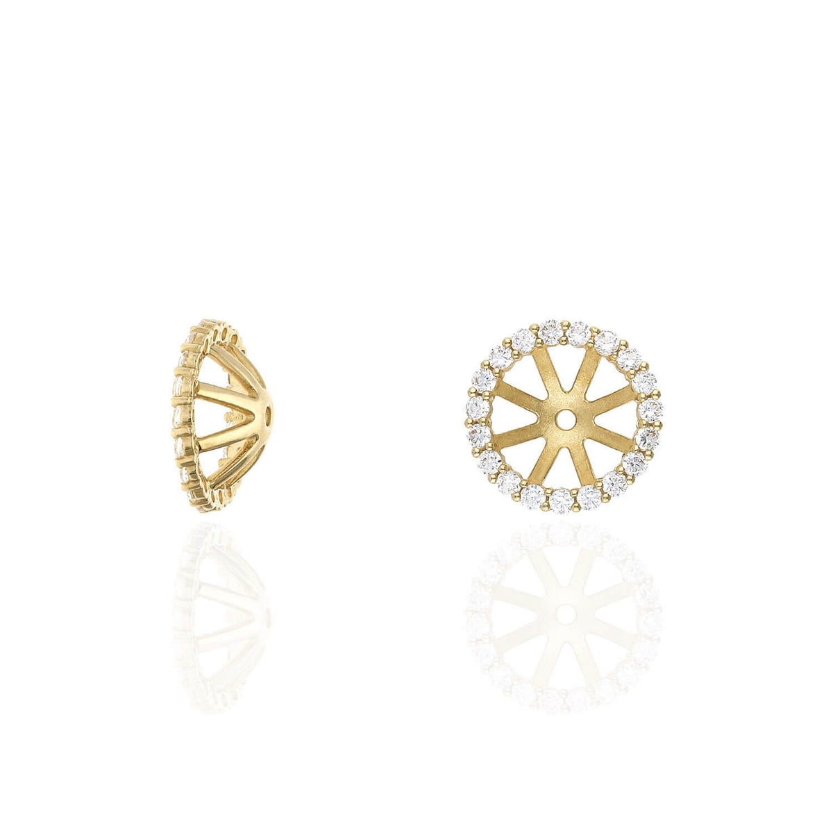 14K Gold CZ Halo Earring Jackets And Studs